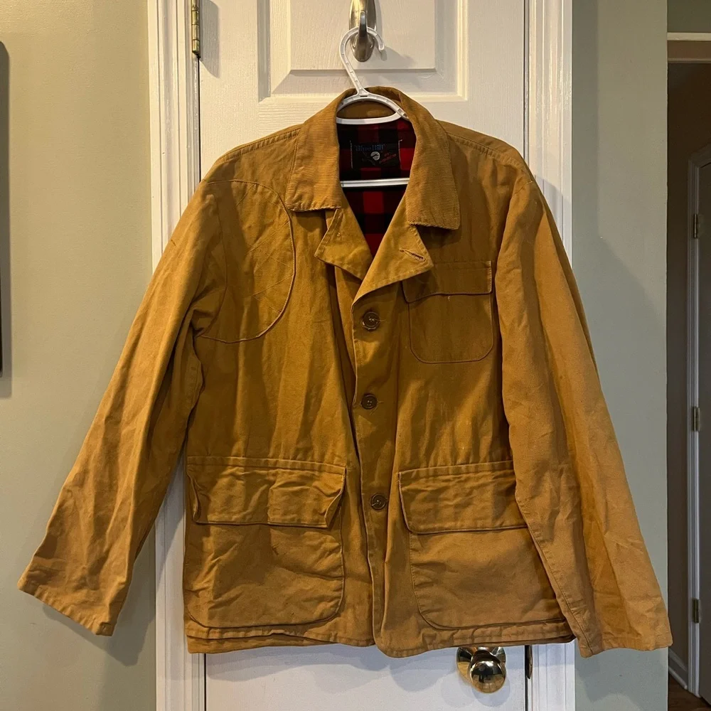 1960s Blue Bill by Red Head Canvas Hunting Jacket Shell Loops b3